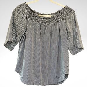 7th Avenue New York Design Studio off the Shoulder Neckline Vertical Striped Top